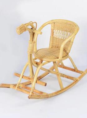 汉光藤编织儿SNJ童摇马玩木马婴儿创具意靠椅背摇摇椅宝宝椅扶手