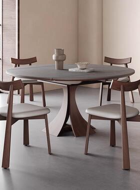 中古风实折叠餐桌椅子2024红新RNJ款网家小户型岩板伸缩可木变圆