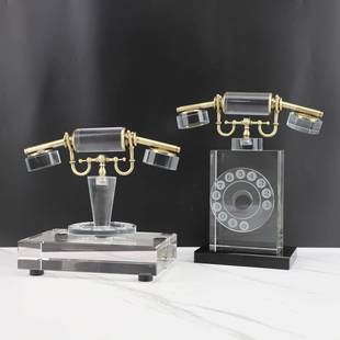 新古中式复客水晶电话机摆件样板房居家0202厅桌面茶几品软装饰摆