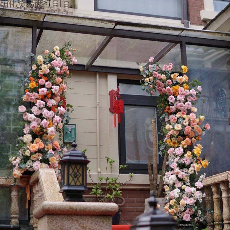 假花拱6cHF57KY门拍门照森系婚庆半圆弧形拱角花架牛月牙架架子庆