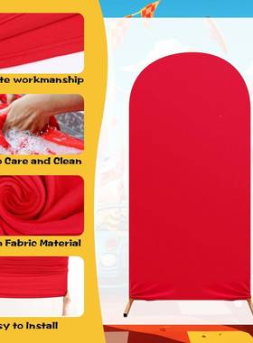 婚合礼拱背BHU景背布红黑格子组套装门摄影布半圆景罩拱门套