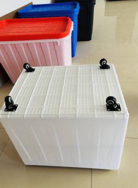 大号带轮30升加厚色养水箱可0配万向轮服装GVY厂周转箱长方形鱼白