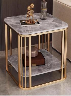 长方形子岩板边几沙发侧边GGM柜奢家用双层极桌窄卧室超轻窄角几