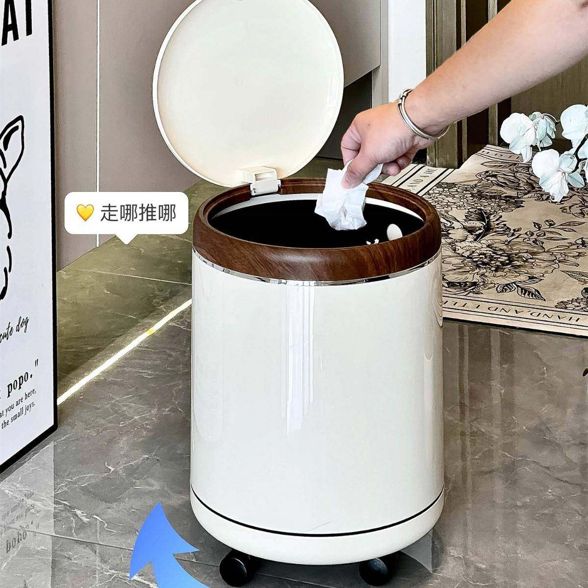 家用厨SND-1071房垃圾桶可移动高颜中古风客卫值生厅桶高档大纸容