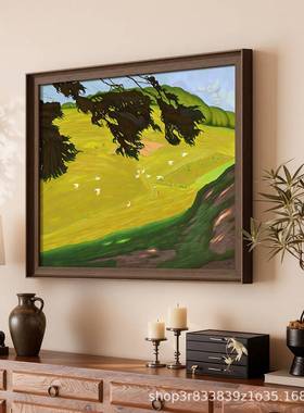 法式复古古风客室厅关装饰画餐厅挂AXC404画饭厅卧床头玄斗柜中横