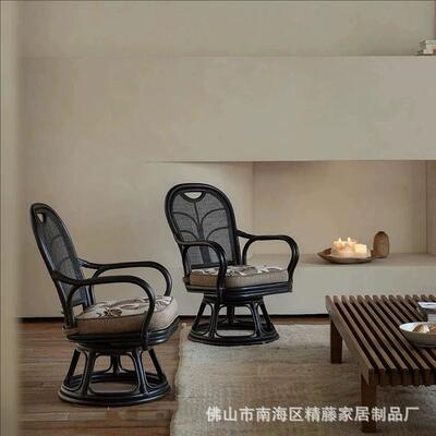 然藤编南亚真藤VTQ转椅扇形茶室休天闲家转椅用客厅单东人椅靠背