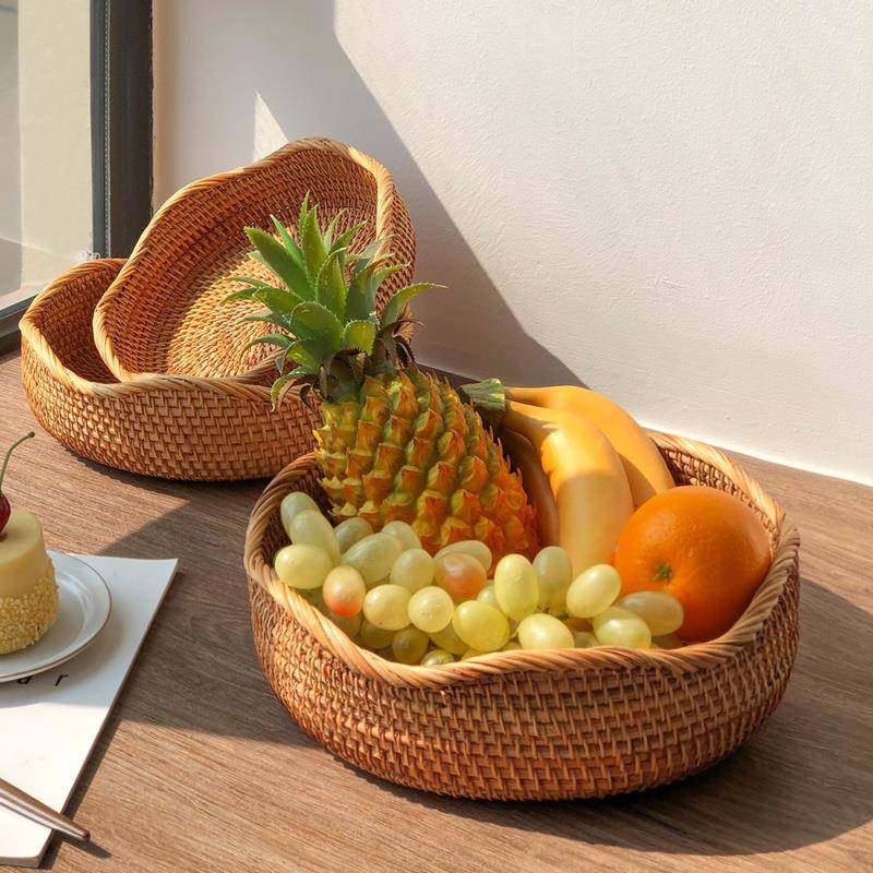 EU筐89越南藤编水收果篮纳编筐客厅竹水果盘编织桌面托盘F769S9H5