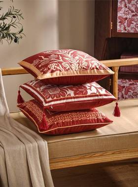 A6L靠F766T76H亚尼沙抱枕靠装饰沙发客厅红色婚庆垫枕新中式床头