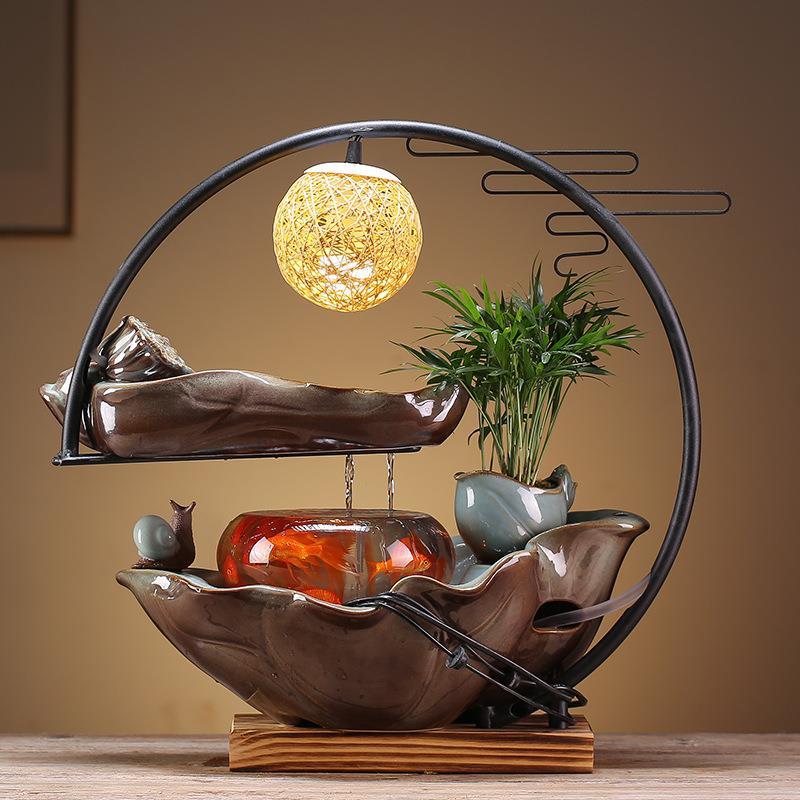 创流家水喷LUP泉意居招桌面客厅办公室装饰品财领导长辈送礼陶瓷