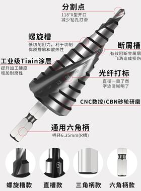 宝塔钻头打孔多功工业级金能属度开孔KVW器不锈钢用含钴高专硬阶