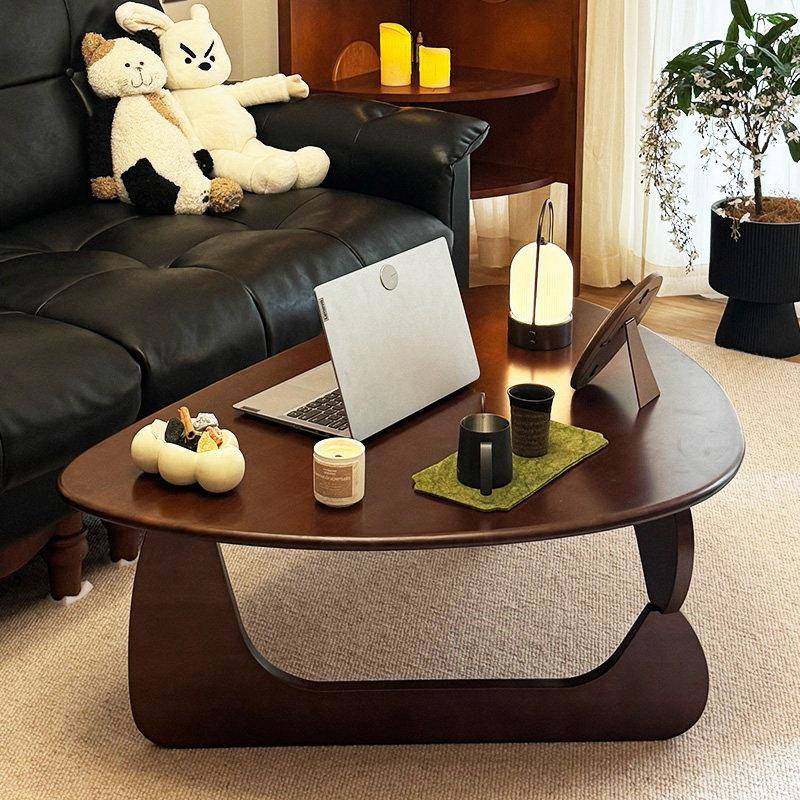 中古风胡桃木色实木茶几客厅家用小户型高级极简沙发原木矮边桌子