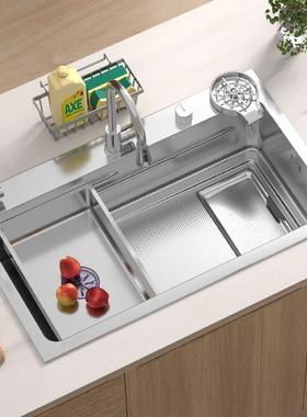 日本司野集渣5.0枪黑色水槽 304不锈钢大单槽厨房洗菜盆含抽拉龙