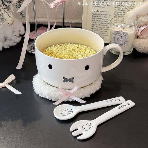 ins带盖子高颜值泡面 面碗陶瓷碗家用耐高温大容量学生宿舍用饭碗