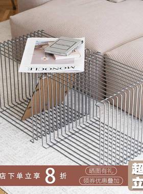 盒子生活简约不锈钢线条边几家用中古创意组合小茶几panton wire