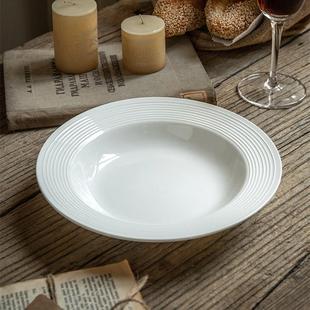 8.5英寸创意草帽盘风陶瓷家用沙拉义大利面西餐盘高级感网红纯白