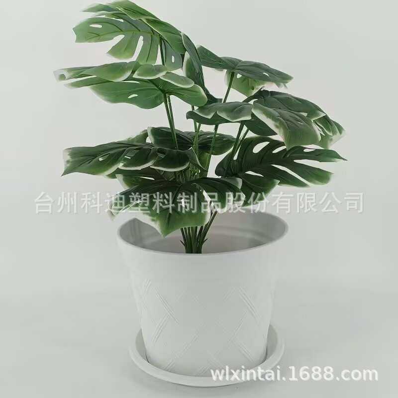 厂家直销KD7702W白色菱形格绿植盆栽花盆 酒店庭院园林用品
