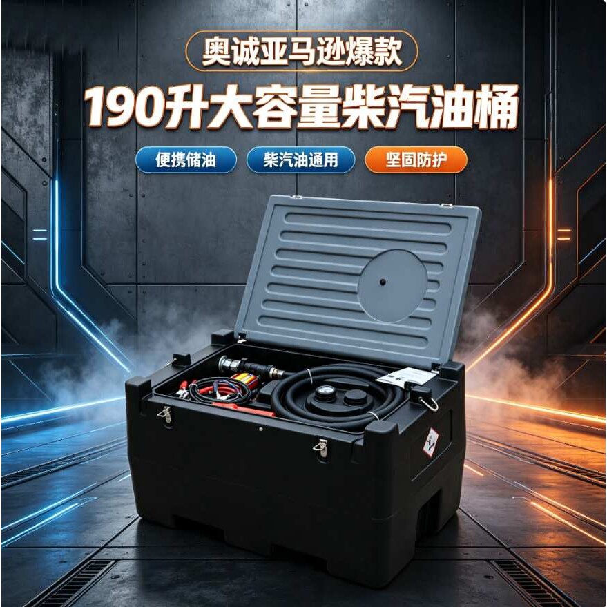 奥诚新品185升塑料油罐推车带加油枪加油泵加油管爆款亚马逊