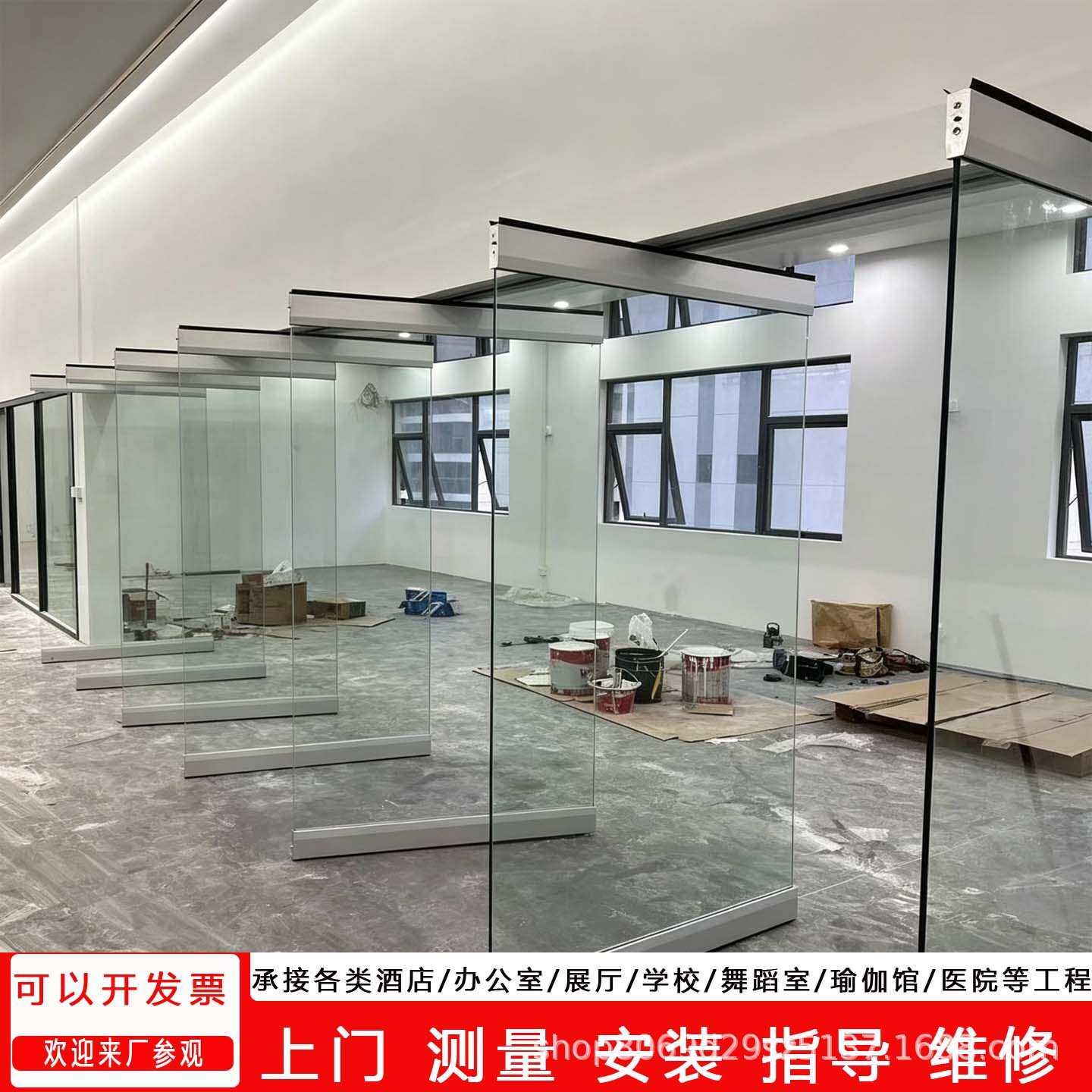 无框玻璃折叠隔断墙会议室移动屏风酒店餐厅活动隔断墙展厅吊趟门
