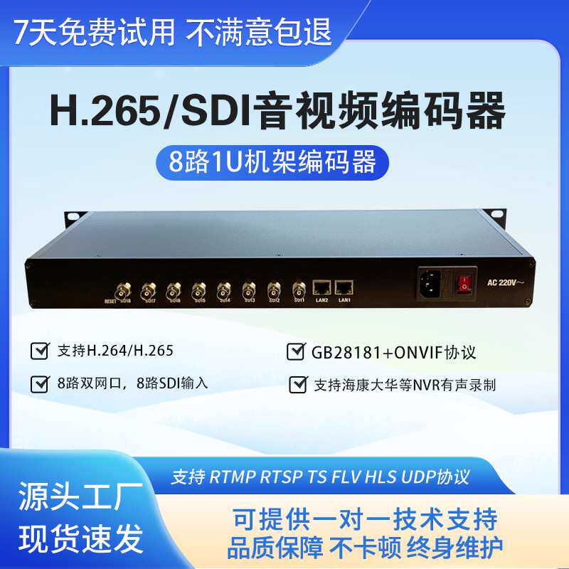 8路-SDI视频编码器机架式UDP RTSP RTMP HLS/GB28181/监控接NVR录