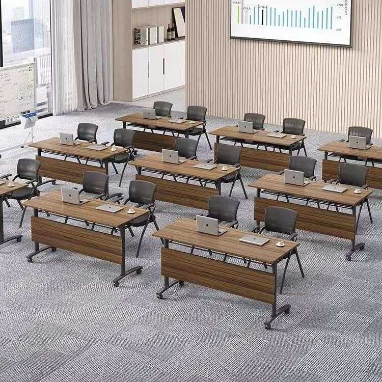 双人培训桌三人可移动折叠组合桌子加轮翻板桌四人位会议办公桌无