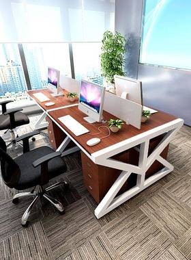 员职办公桌椅组合简约现代屏风公人桌六位台式电AFY脑桌员工办卡