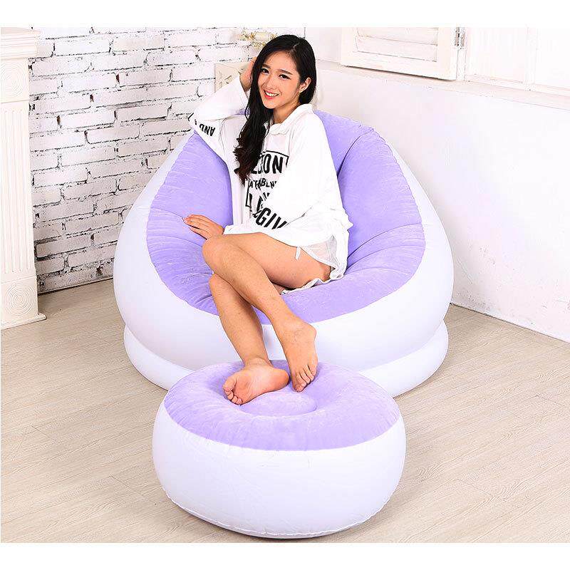 INTEX68WQO57贵2脚凳充气人沙单发妃懒人沙带发躺椅单人沙发