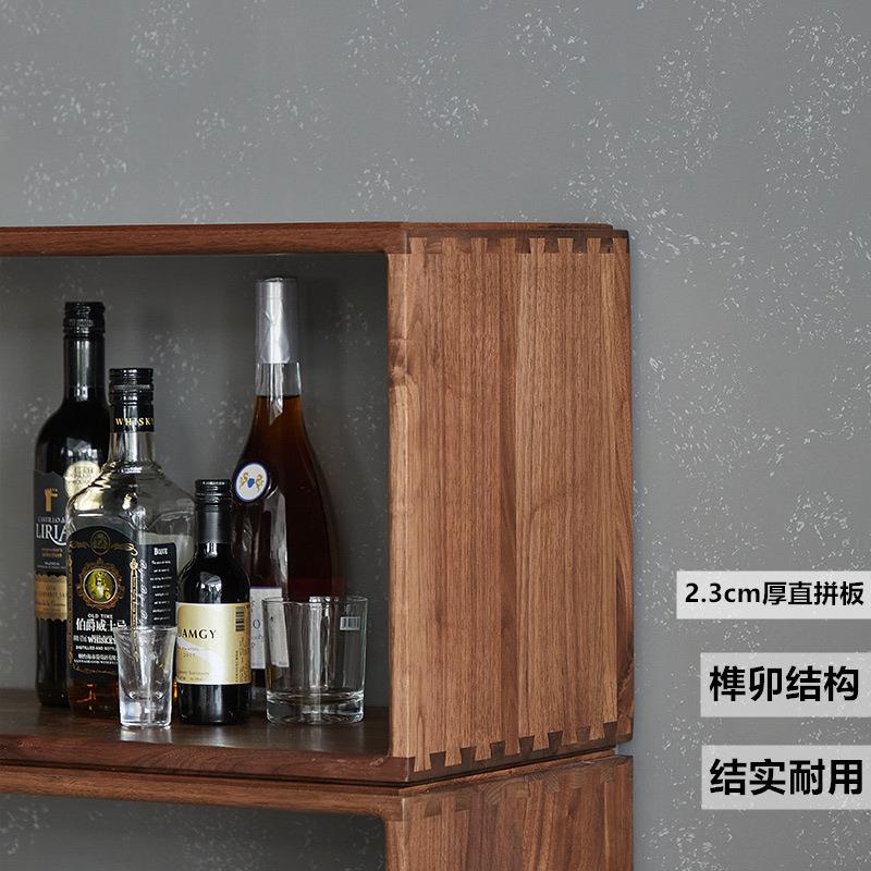 美黑胡桃色木格柜白蜡木组合书柜实矮柜储式物落地置子233物书架