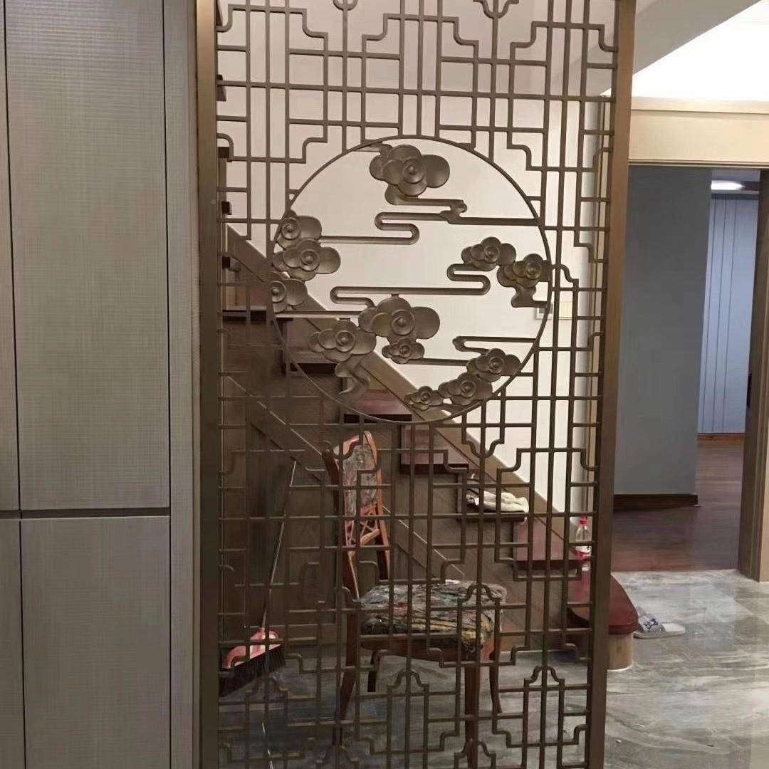 隔断风钛金家客厅屏玄关现代居中式轻奢餐厅不装饰入户锈雕刻屏风