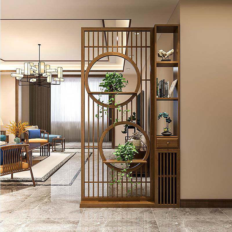 2MRL025新款客厅新中式屏风户对门隔断正入玄关柜实木博遮挡置物