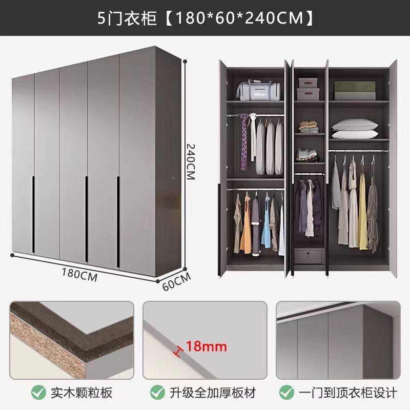 现代木衣柜家用卧室小户门型一门到CZX实顶对开三四衣五六门大橱