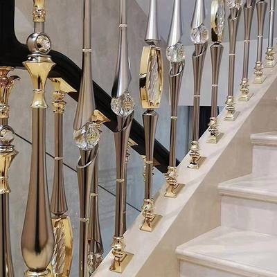 式别墅HUS手楼梯扶护栏栏欧杆立柱家用室金内平台旋转铝合楼梯配