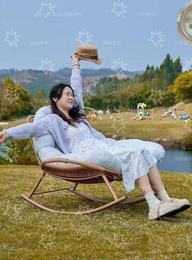 网红贝壳摇18640摇椅阳台休闲客椅单人厅沙发午休睡办公家用懒椅