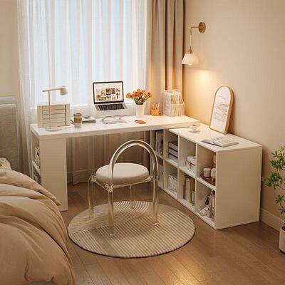 转TUH角书桌家用学习子桌卧室生梳台妆书柜一体办公女l型拐角电脑