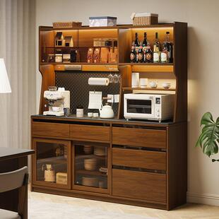 餐边柜靠墙一体青罗记家实木橡木胡柜纳NTN桃色用厨房储物酒茶水