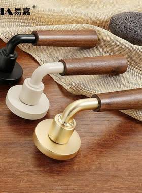 中古风桃门锁58F79室内磁吸静音卧门室锁法式轻奢分体房间门胡木