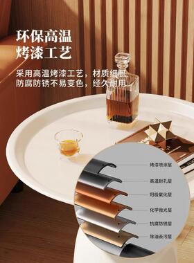 奶油简NUU小边几客家用厅沙发简铁约艺圆桌卧室茶几小户型阳台易