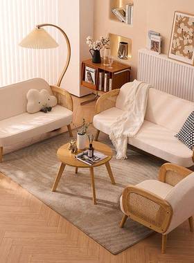 实单人沙BSI发茶几组合户小型客厅现代宿民木酒店简约科技布艺出