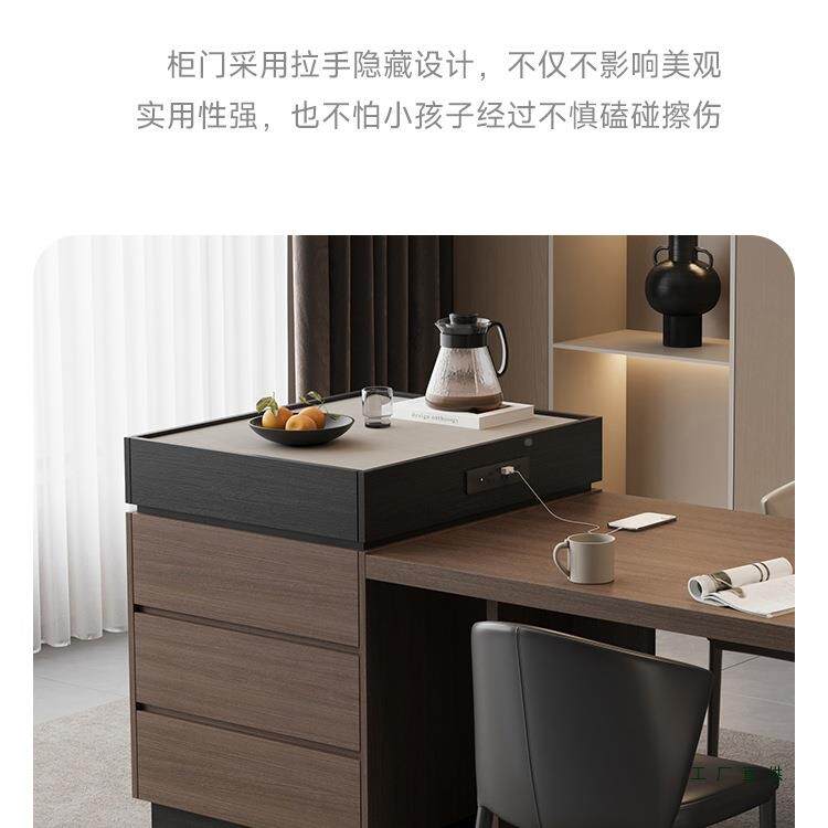 意台式极简风实木单个岛柜窄餐边柜边茶HCC水台家用收纳吧台桌柜
