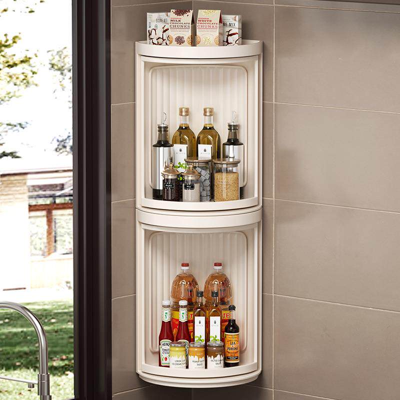 厨房专用可旋转置物架转角360度调味料调料调料品壁挂免打孔收纳