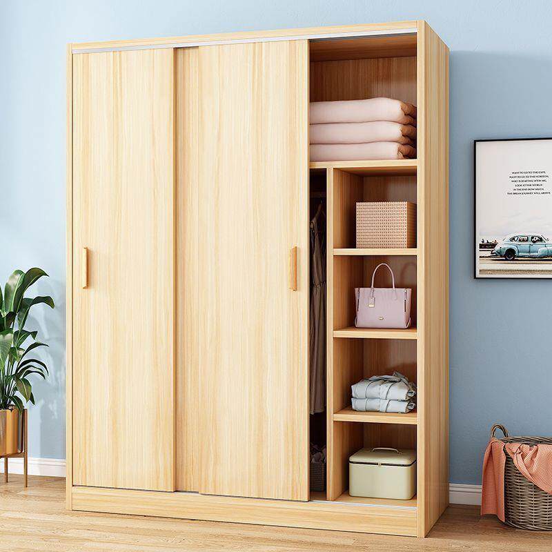 衣柜家用卧室推拉门衣橱现代简约收纳柜出租屋实木质柜子儿童衣-