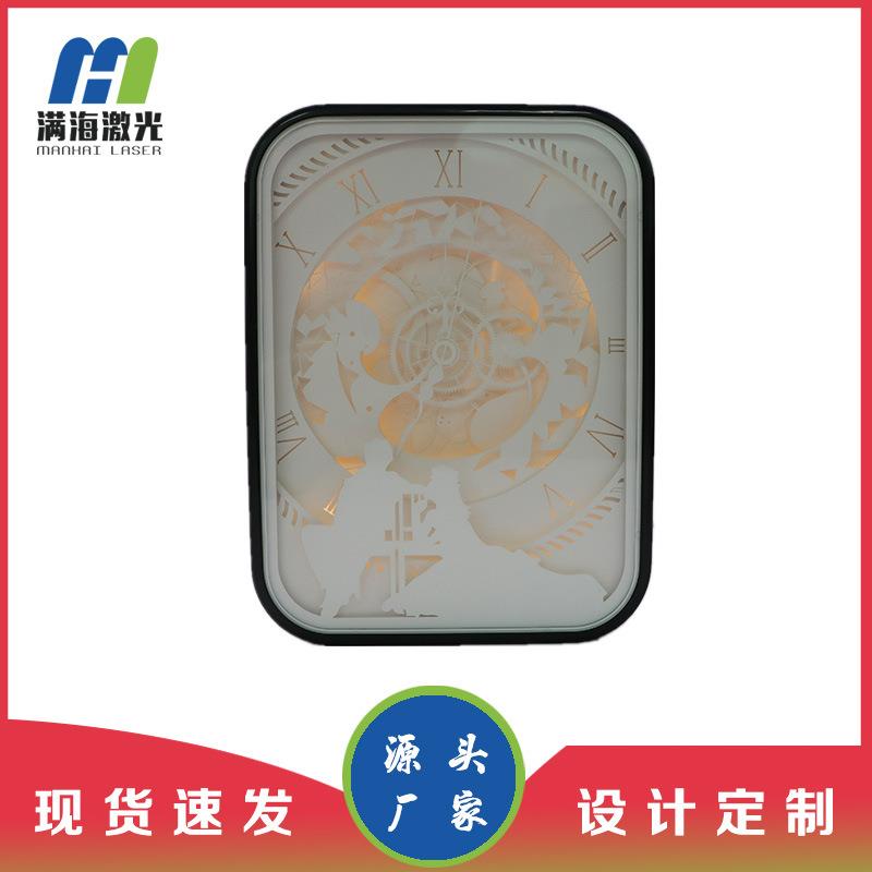 时钟创意3D光影纸雕灯文创创意礼品logo叠影灯源头工厂纸雕立体灯