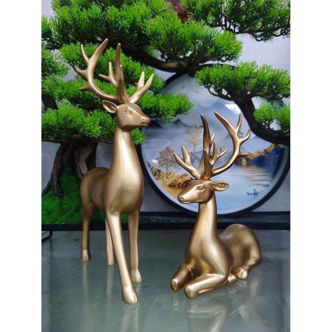 金色麋鹿电视柜摆件现代轻奢家居装饰品客厅电镀工艺玄关酒柜摆饰