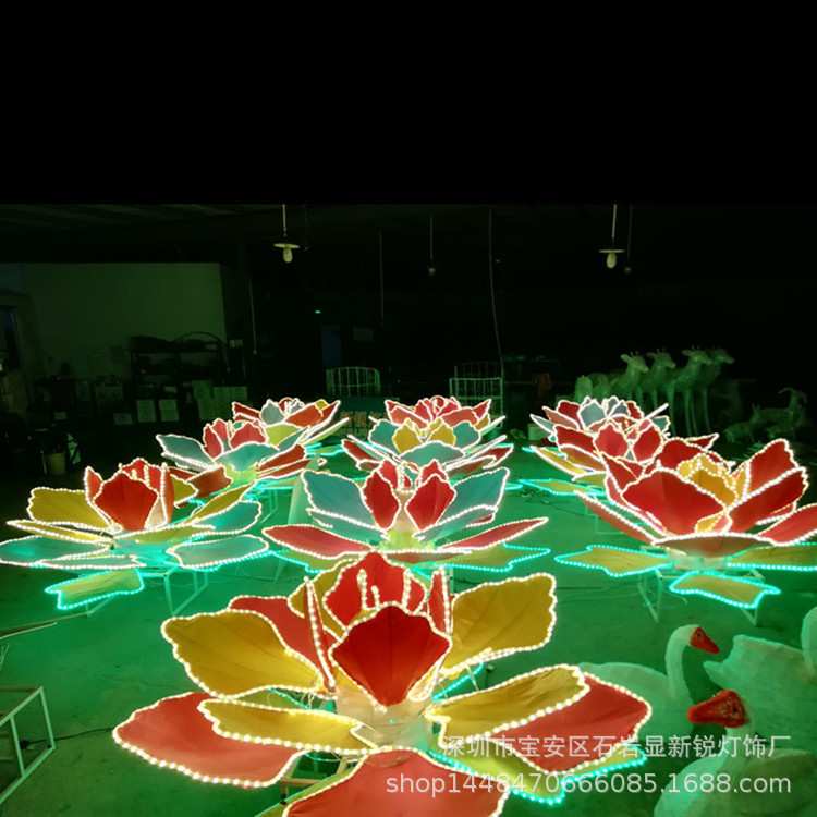 led户外防雨动态牡丹荷花富贵开花呼吸灯 公园夜景装饰灯