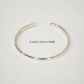 高档熊老三镯银匠99纯银手镯女情侣款 手简环实心约开口男子刻字