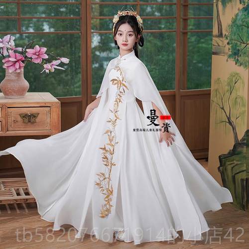 高档女孩中汉代演筝古表服装新式年晚装红主人儿童合唱服装表演服