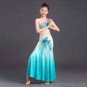 高档儿童艺傣族蹈出服装 练功裙鱼尾孔雀舞演表演服傣族幼儿女考舞