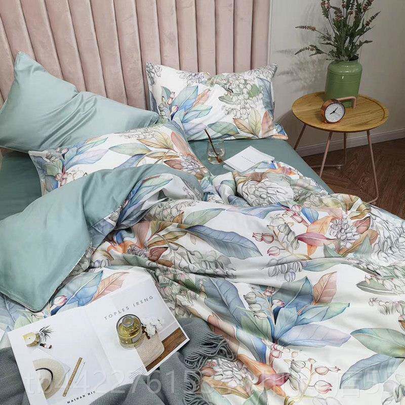 正品春季m花鸟床上用品60支长绒棉贡数.码印花全棉四件套18纯棉田