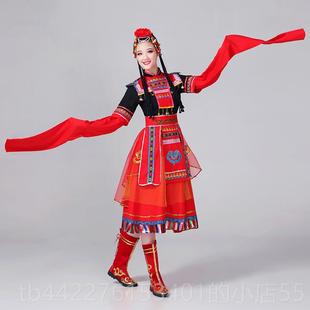 数西藏少民族风舞表 新款 高档藏演族舞蹈演出服装 女成人藏台袍水袖