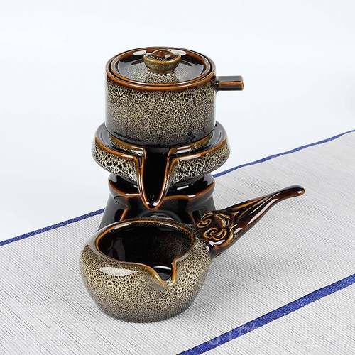 高档宝唐石瓷磨聚茶具套装陶家用懒人防烫半自动旋转茶壶茶办杯公