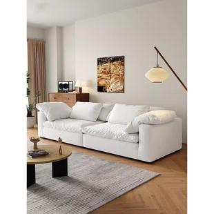 Cloud云软沙发奶油侘寂风慵懒简约亚麻布艺羽绒模块白色沙发组合
